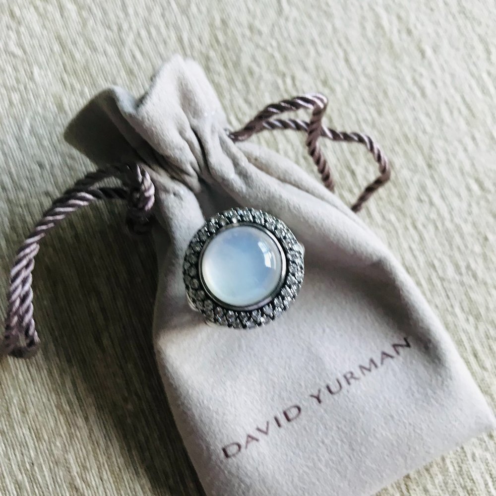 Authentic DAVID YURMAN Moonstone & Pave Diamond ring